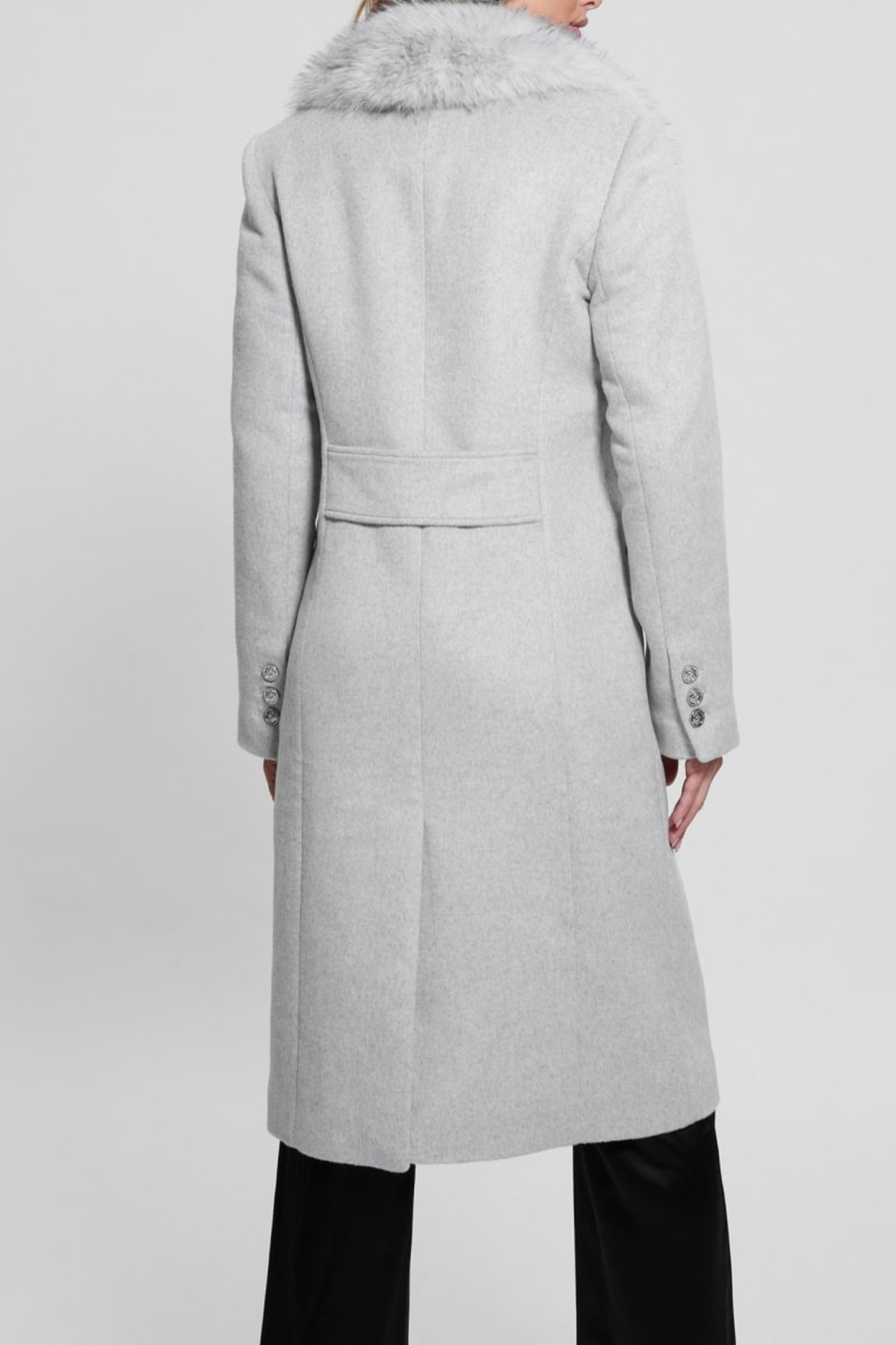 NANCY FIT COAT FAUX LIGHT MELANGE GREY M 6