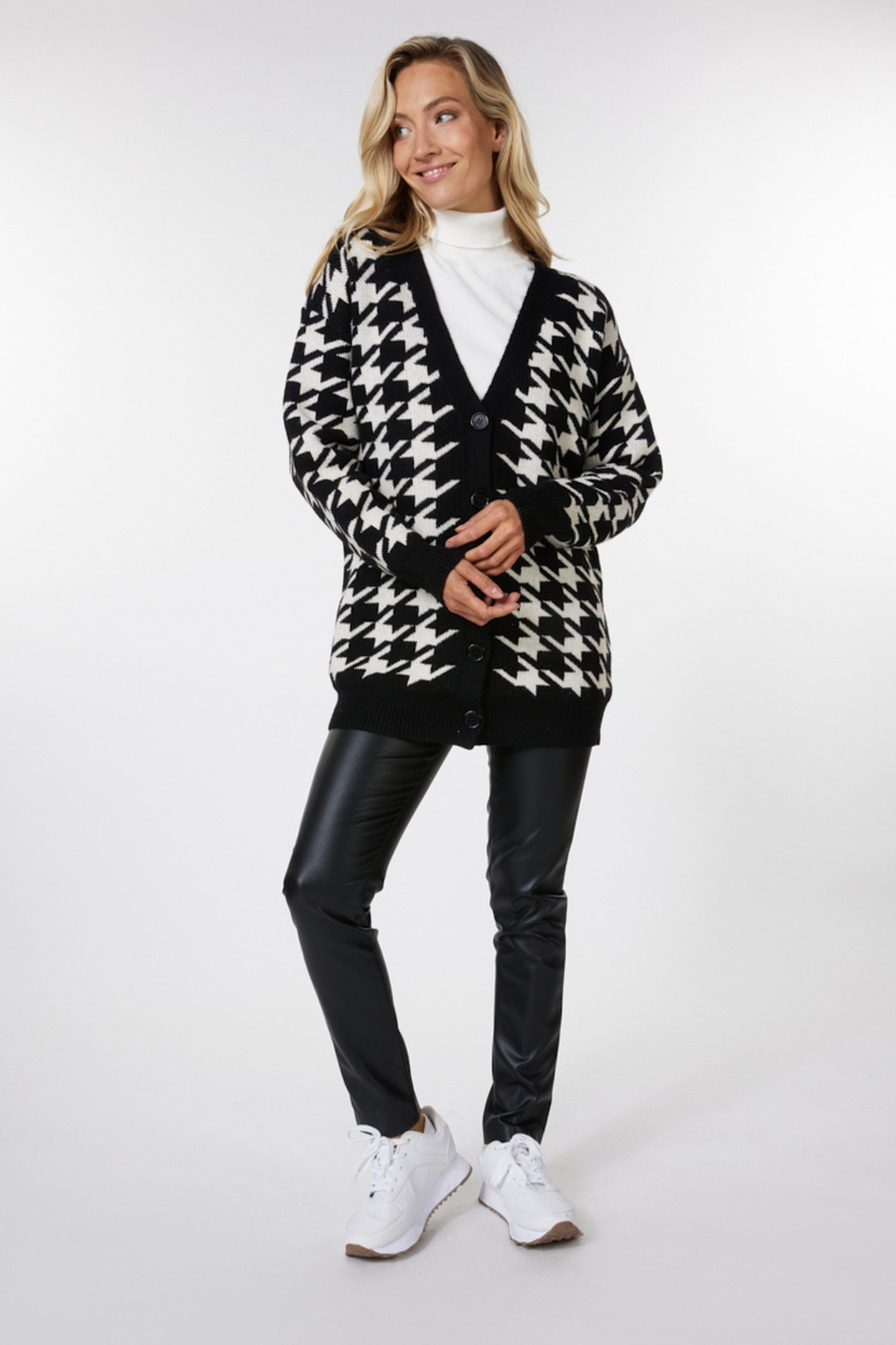 CARDIGAN HOUNDSTOOTH JACQUARD BLACK / OFF WHITE 3