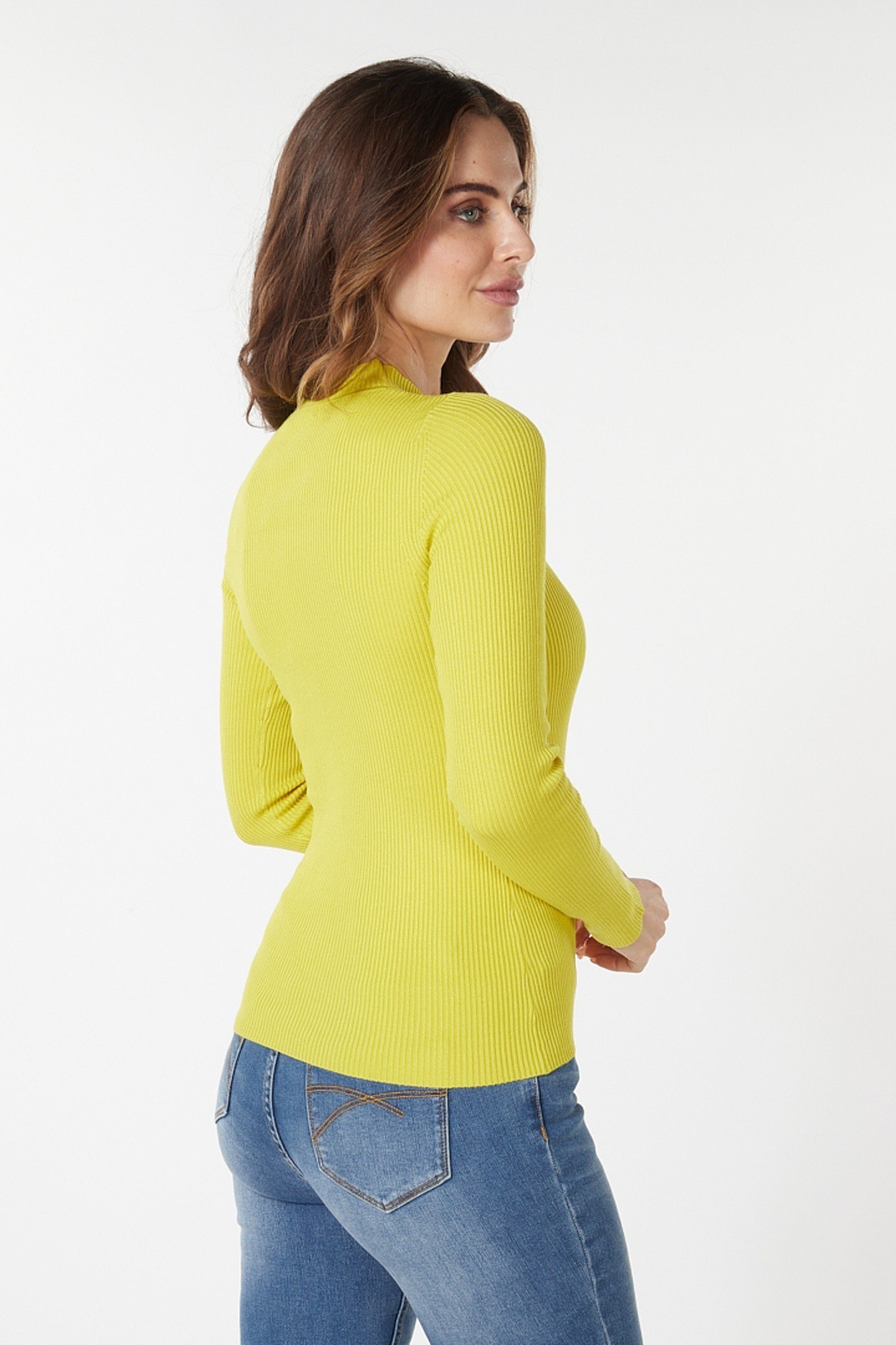 SWEATER TOP FANCY RIB BASIC KNIT WARM OLIVE 4