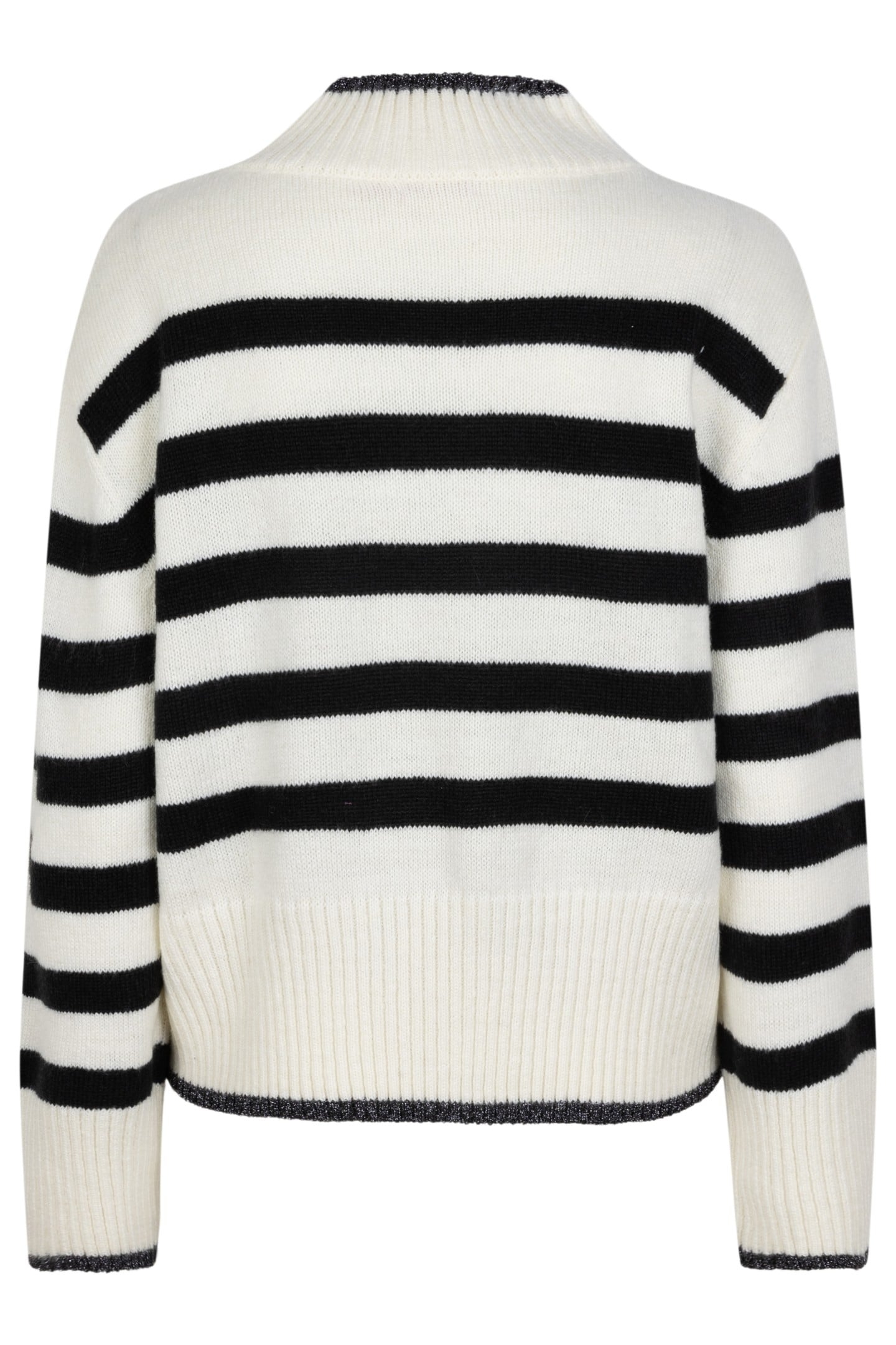SWEATER COL STRIPED LUREX OFF WHITE / BLACK 5