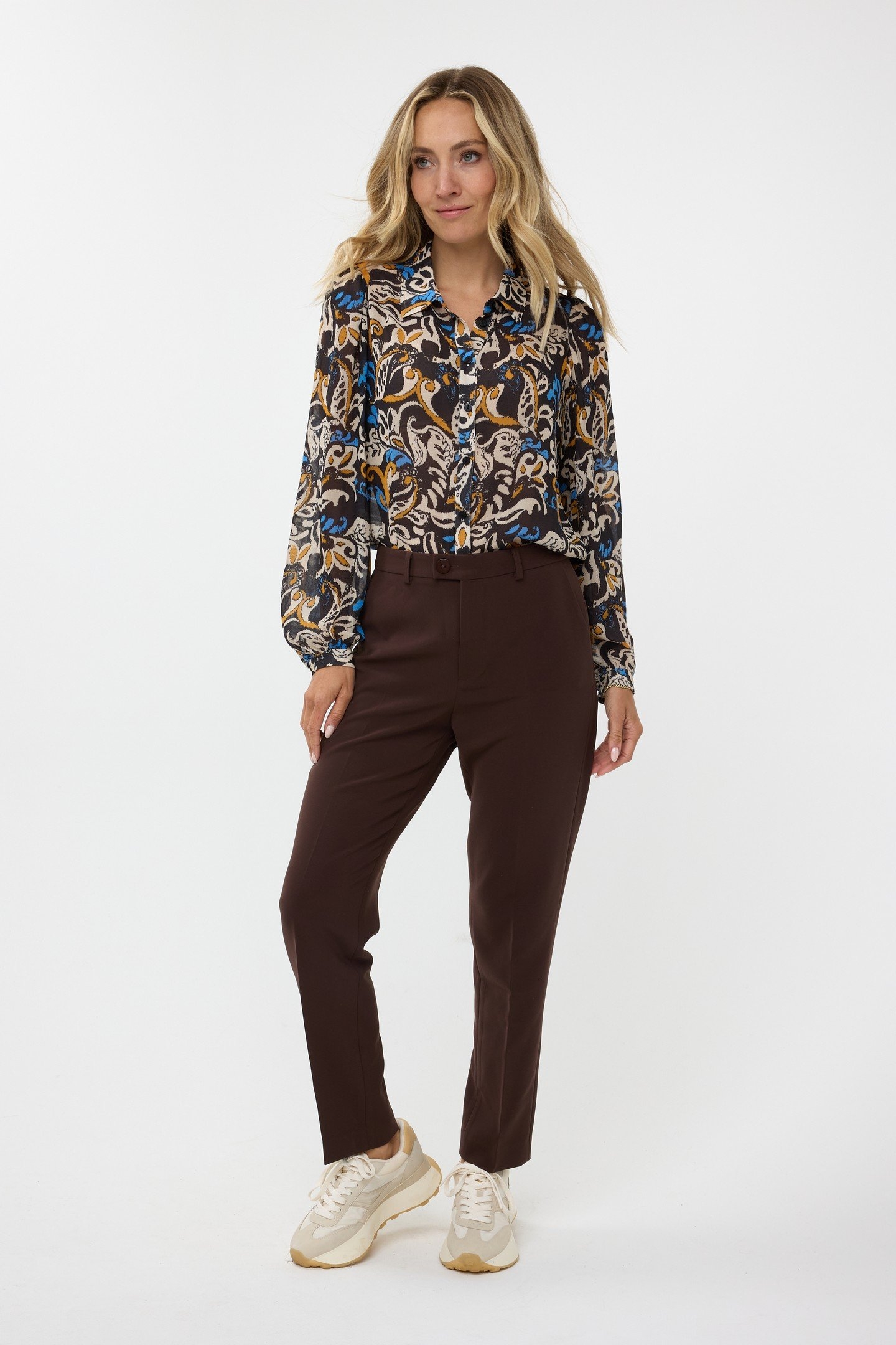 BLOUSE BASIC ELEGANT LEAVES PRINT 1