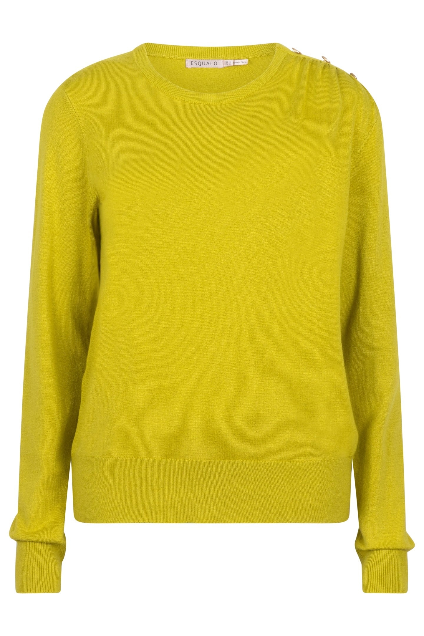 SWEATER GATHERING BUTTON DETAILS BASIC KNIT MATCHA GREEN 6