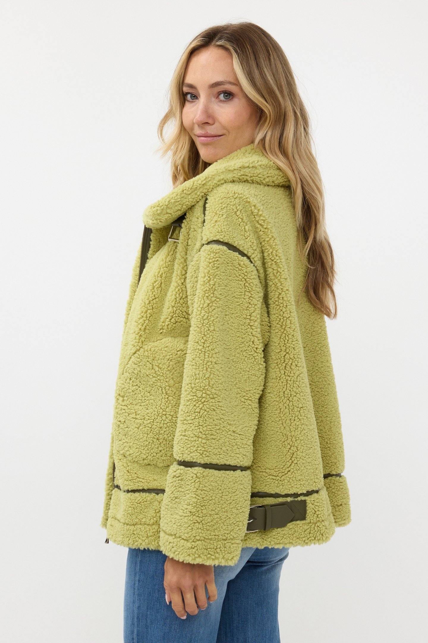 JACKET BONDED SUEDE FAKE FUR LEAF GREEN 4