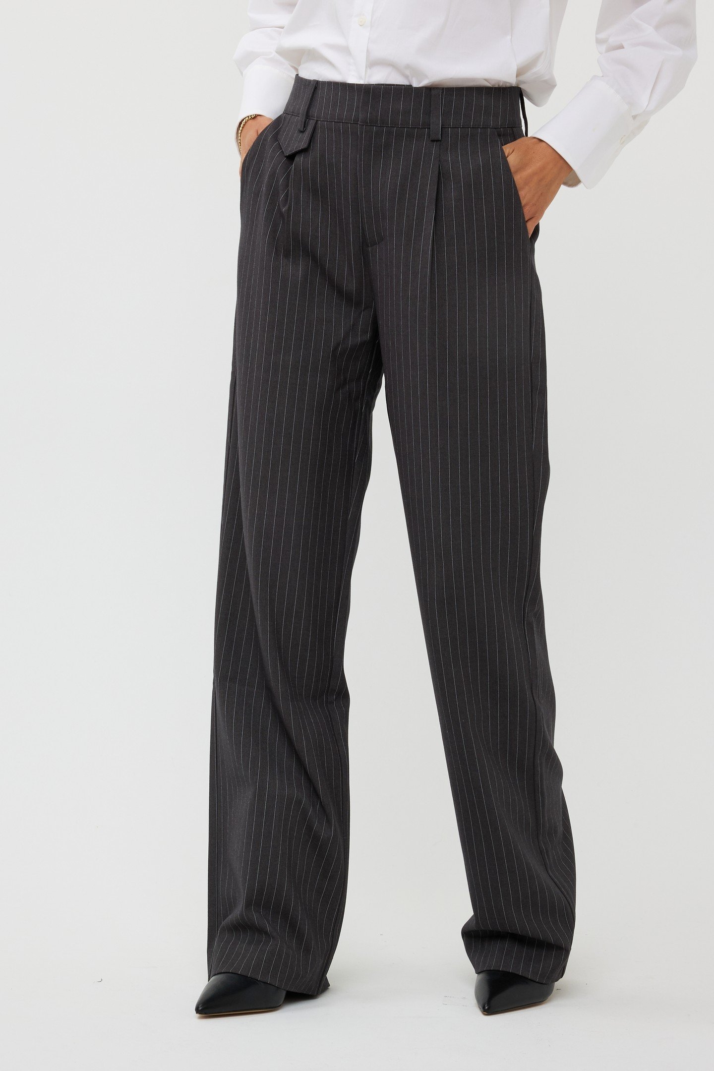 TROUSERS PINSTRIPE DARK GREY 1