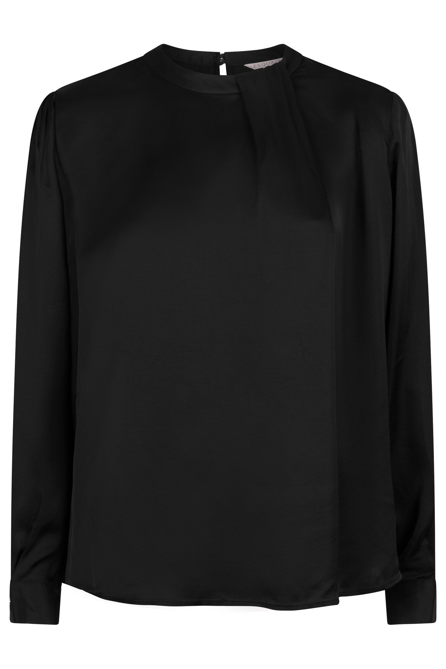 BLOUSE SATIN FANCY NECK BLACK 1