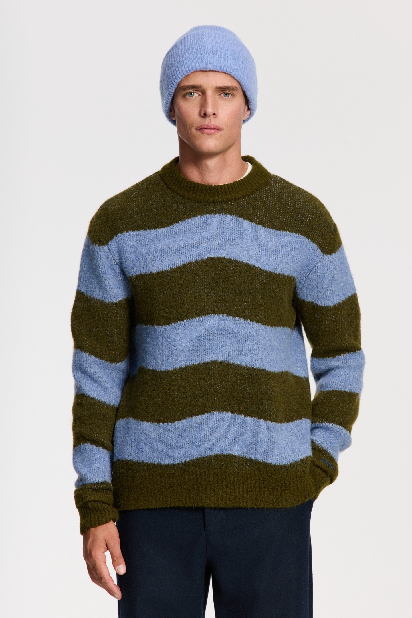 PIKE RELAXED FIT WAVE PULLOVER GREEN BLUE WAVE 1