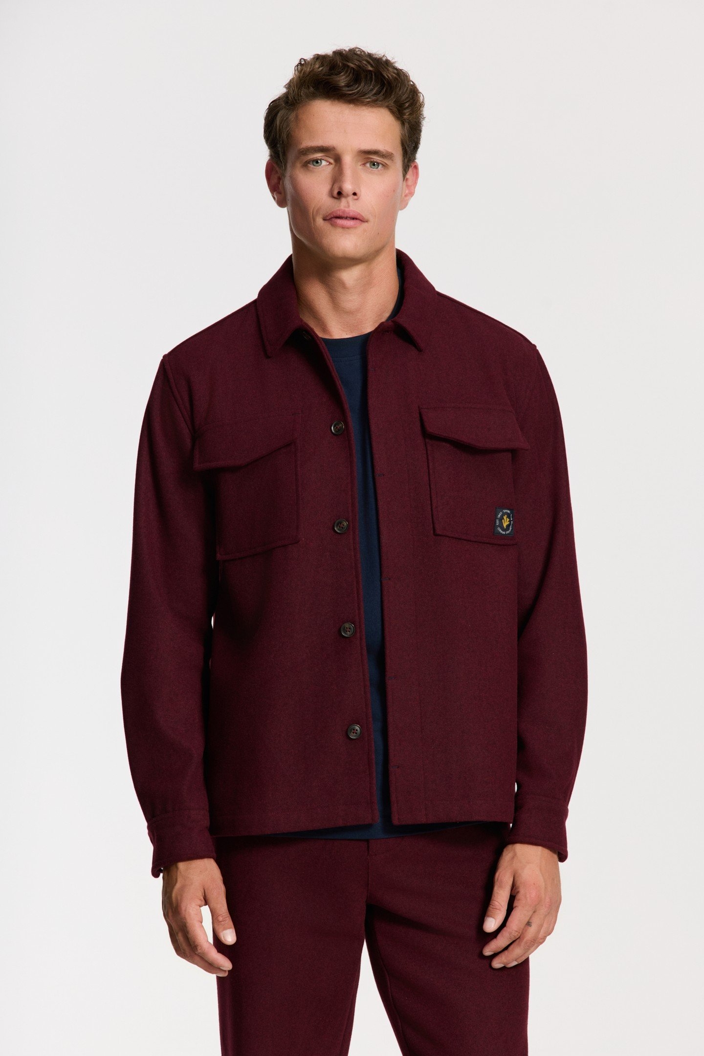 STAN WOOL BLEND LONG SLEEVE SHIRT RED EARTH 1