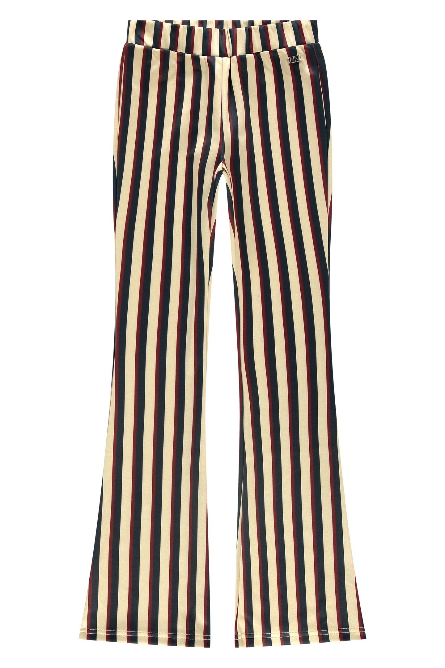 STRIPED FLARED PANTS ALMOND 2