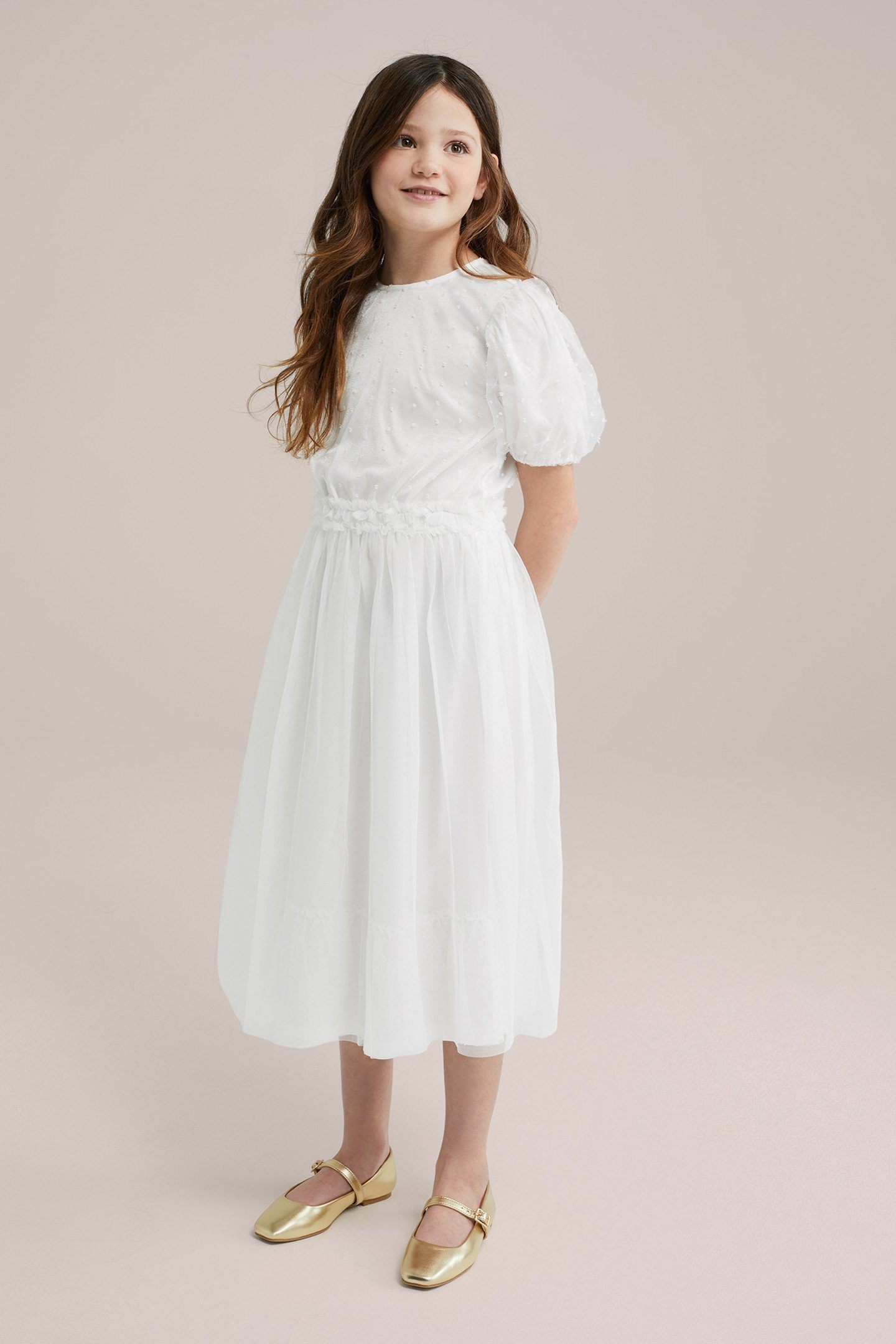 GIRLS DRESS MAXI LENGTH WHITE 2