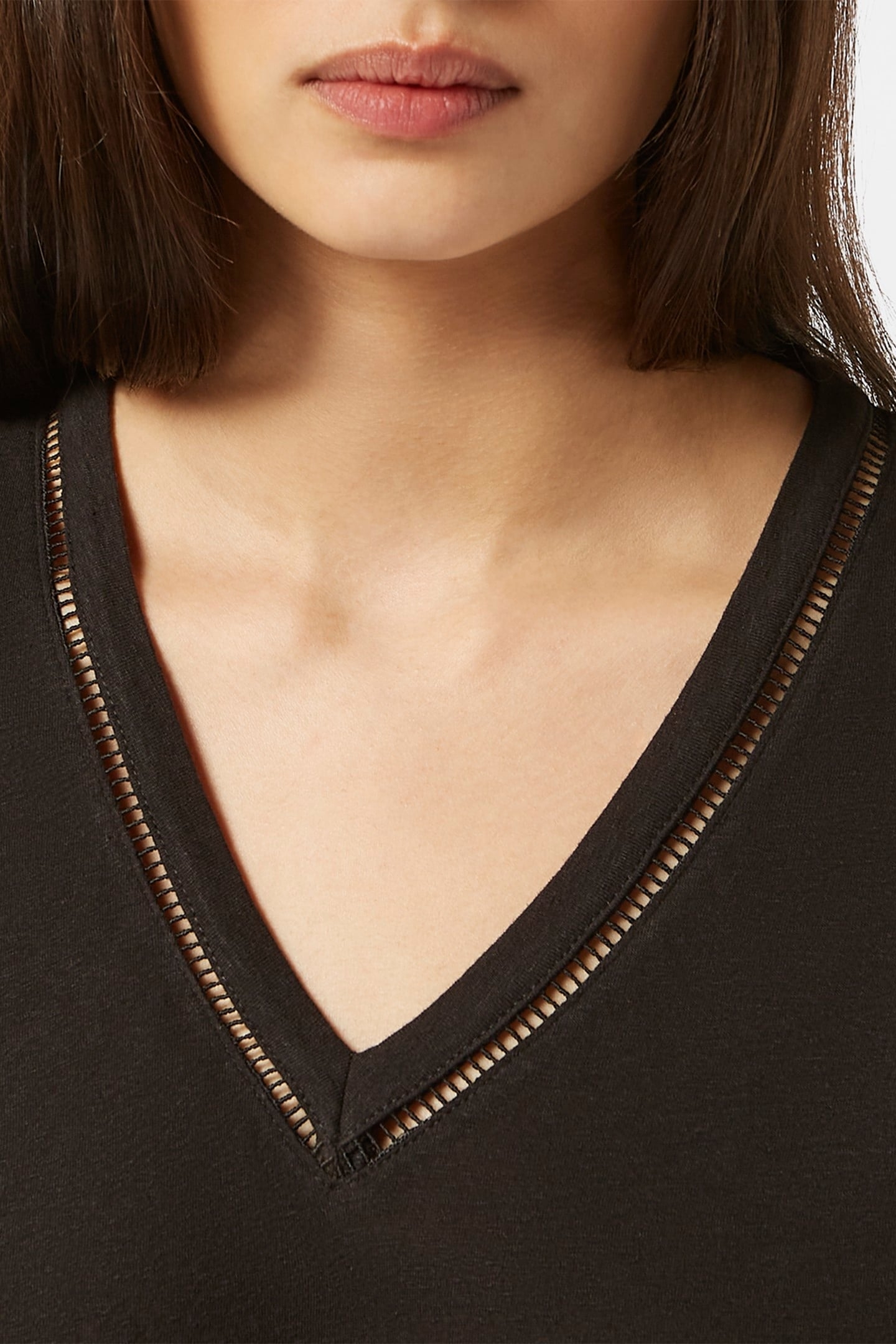 COTTON LINEN V-NECK T-SHIRT PEACH PINK 6