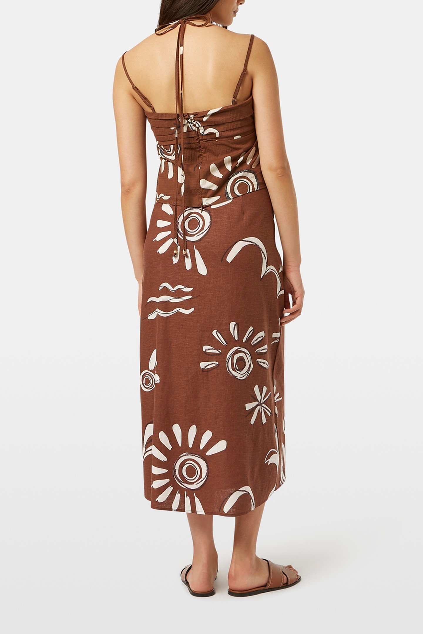 GATHERED STRAPPY TANK INKY SUN BROWN 4