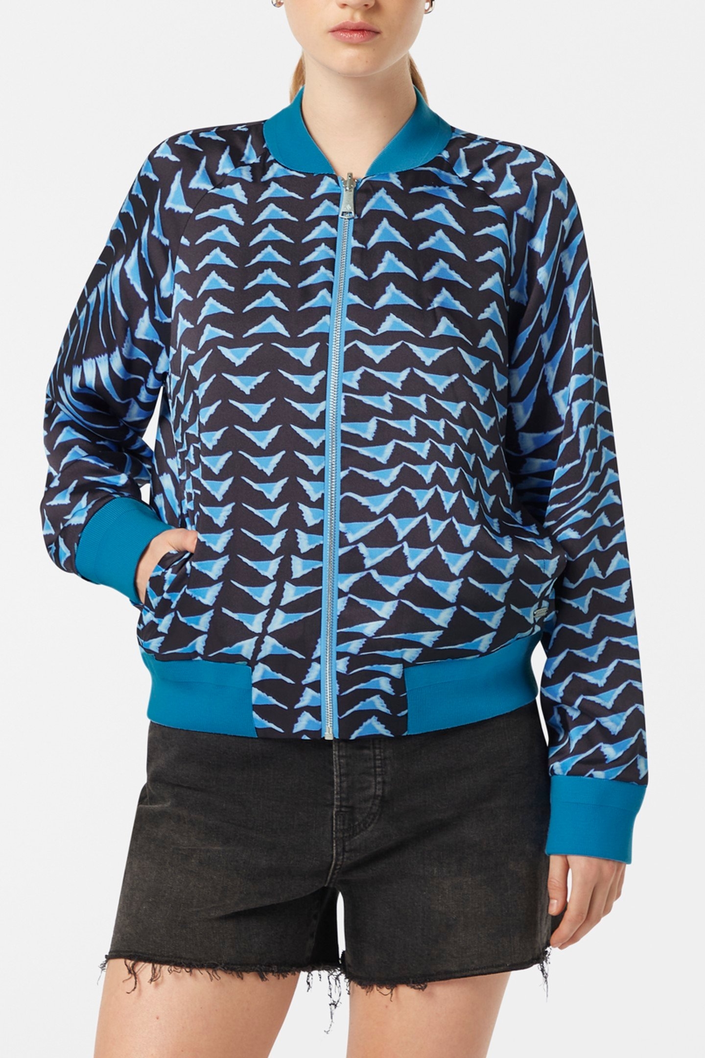 REVERSIBLE PRINTED BOMBER HOUSE OF MIRRORS BLUE/ BLACK 6
