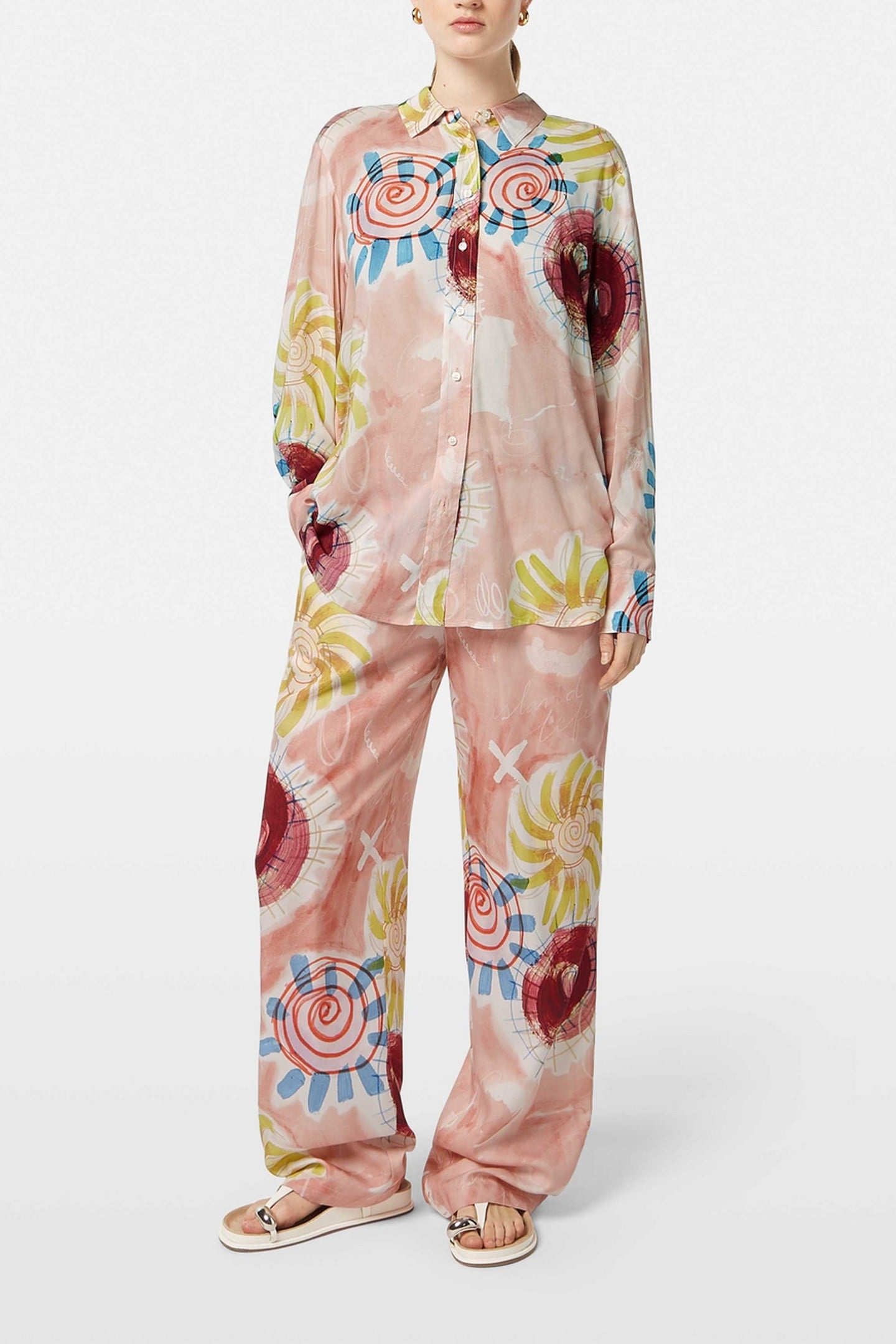 GIA - MID RISE WIDE LEG ELASTICATED TROUSERS ABSTRACT SUN PI 1