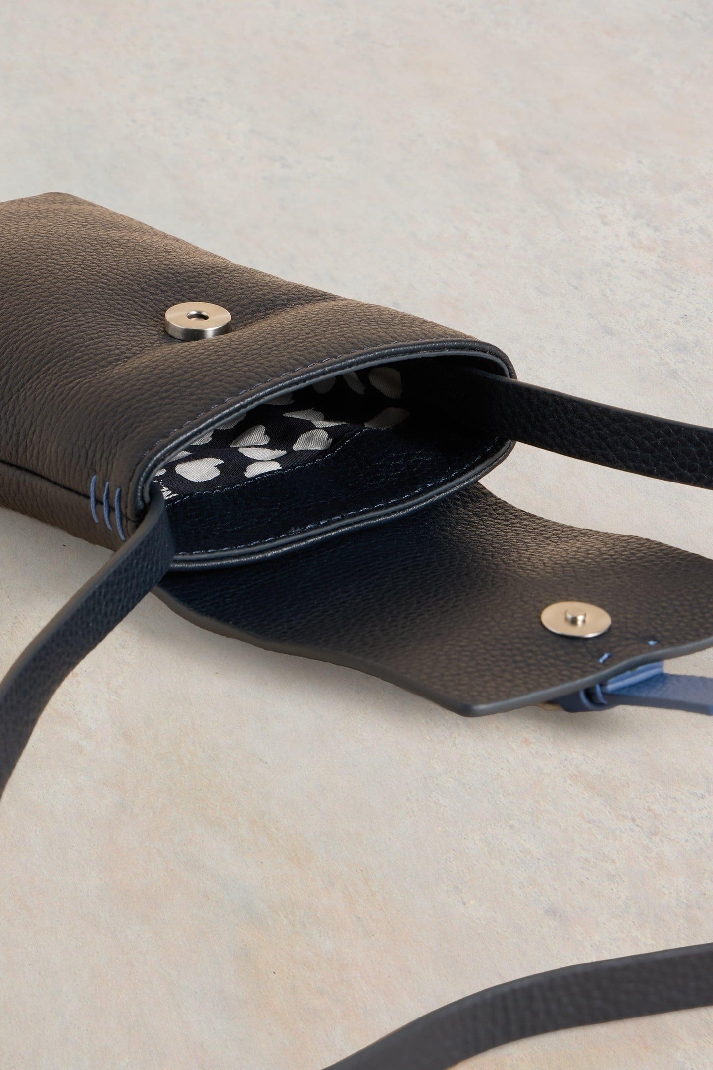 CLARA BUCKLE LEATHER PHONE BAG FRENCH NAVY 4