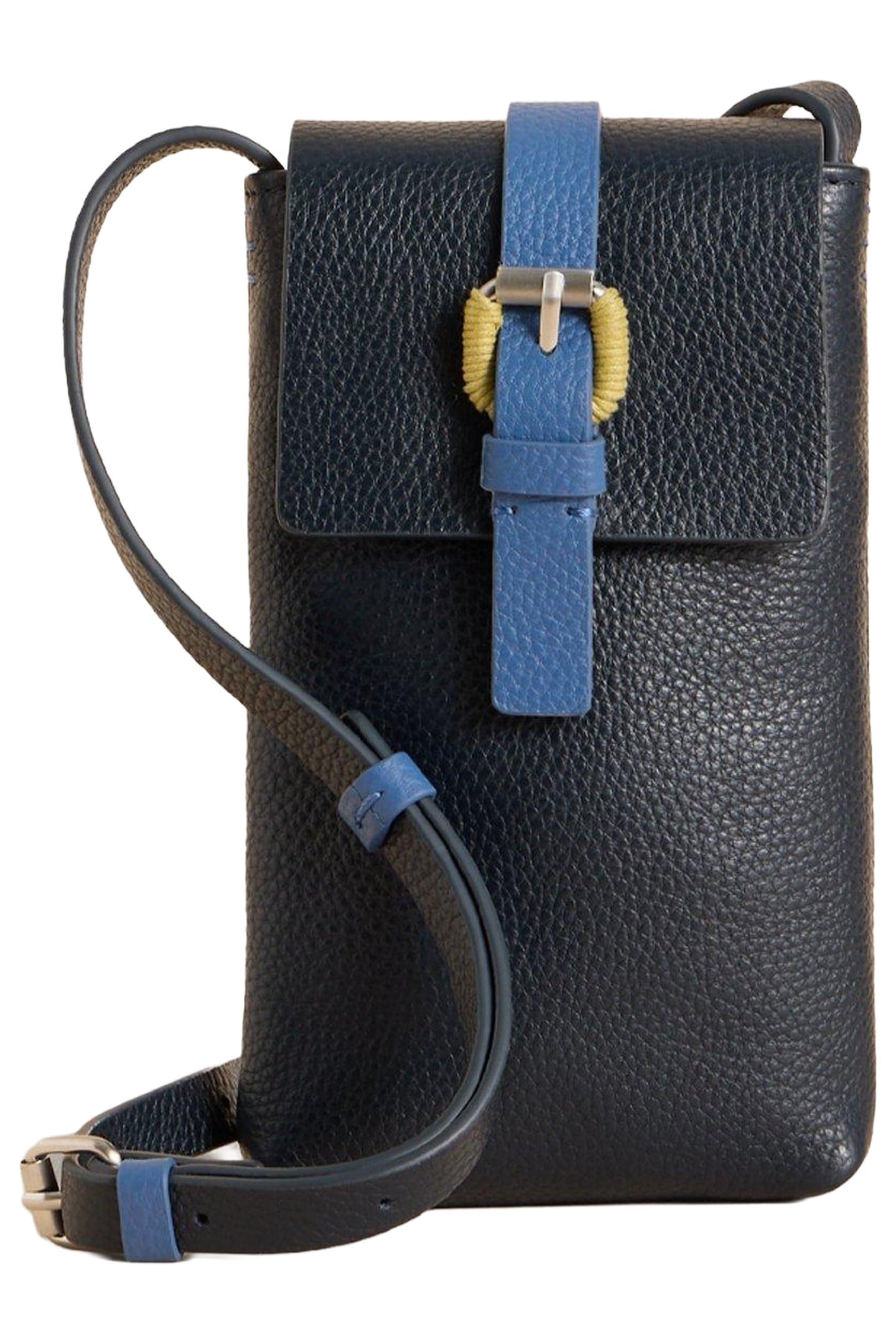 CLARA BUCKLE LEATHER PHONE BAG FRENCH NAVY 3