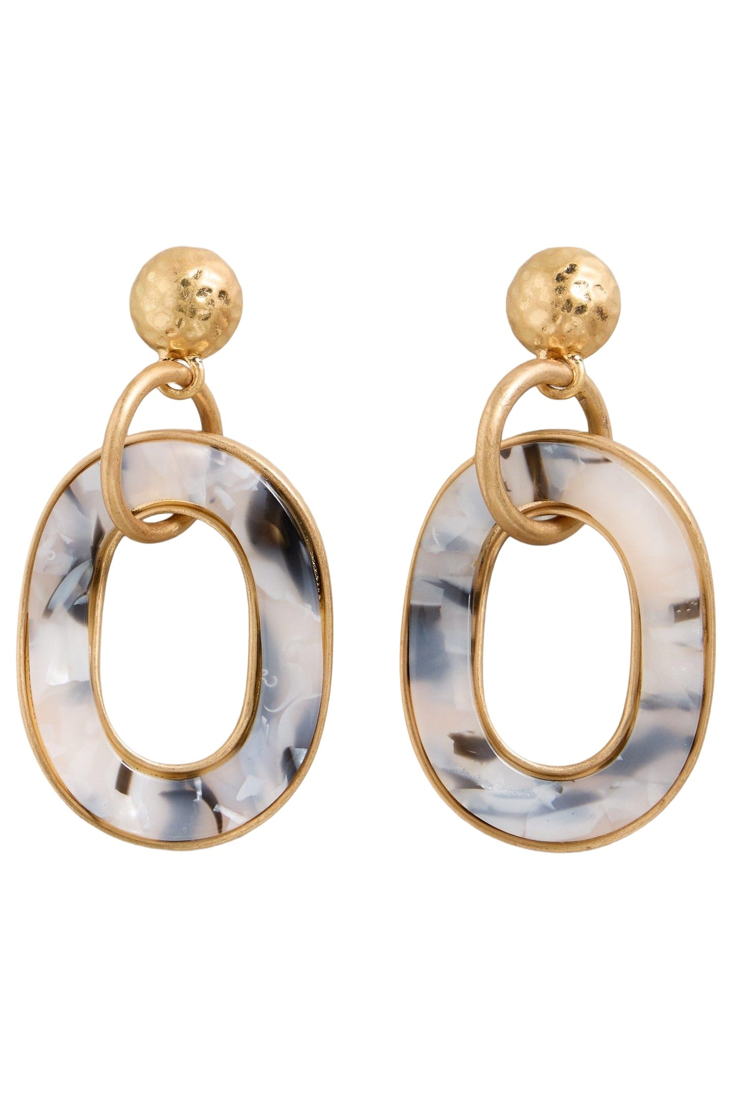 RESIN LINK DROP EARRING GOLD TONE METALLIC 1