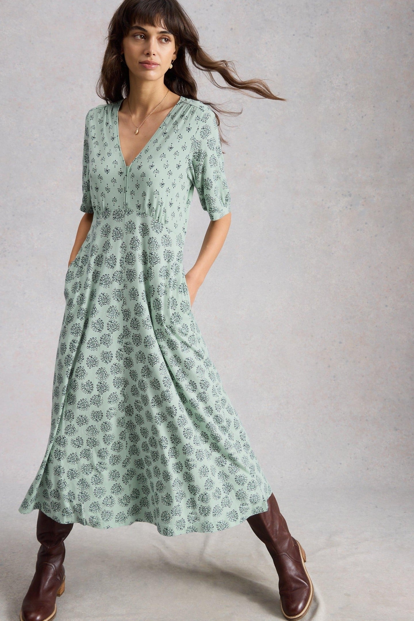 MEGAN JERSEY DRESS LIGHT GREEN 1