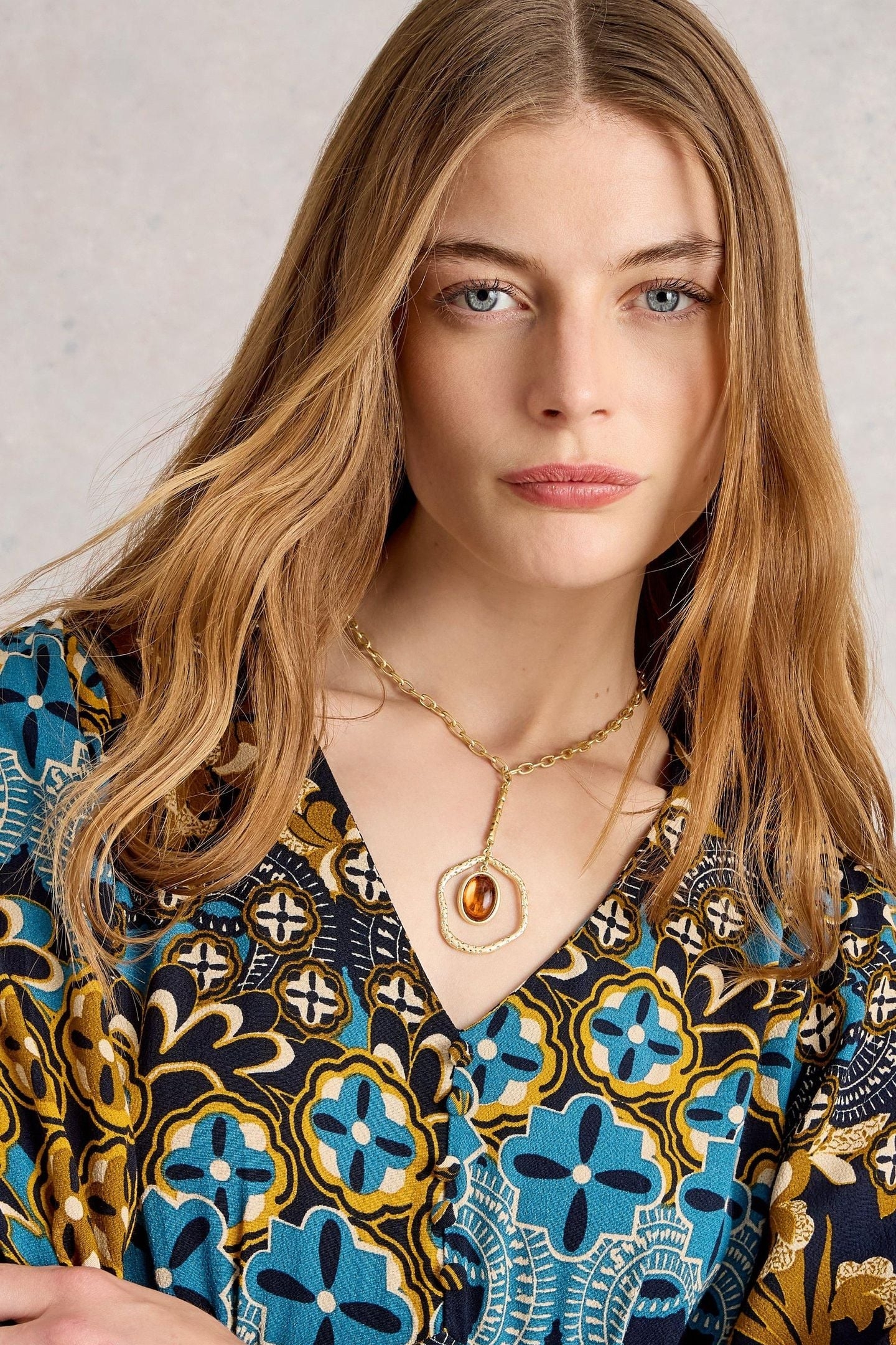 BELLA STONE PENDENT NECKLACE BROWN MULTI 3